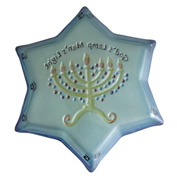 Star Of David Glass Dish Celebrate Hanukkah Menorah God's Lamp Man's Light - Picture 5 of 10